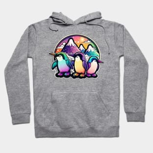 Rainbow Rave Penguin Colourful Neon Hoodie